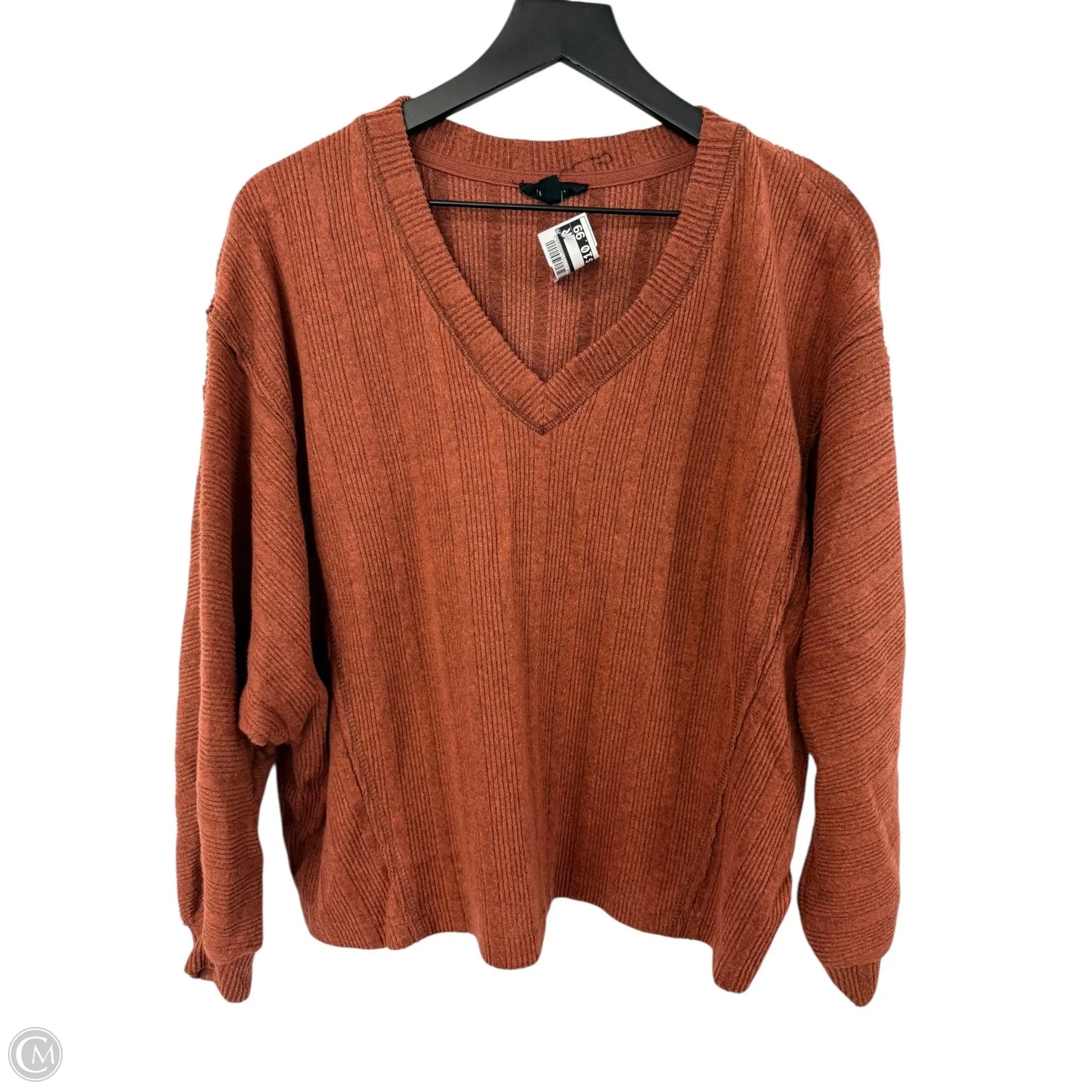 Top Long Sleeve By Blu Pepper In Brown, Size: L