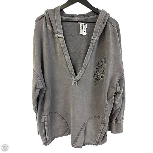 Sweatshirt Hoodie By Free People In Grey, Size: L