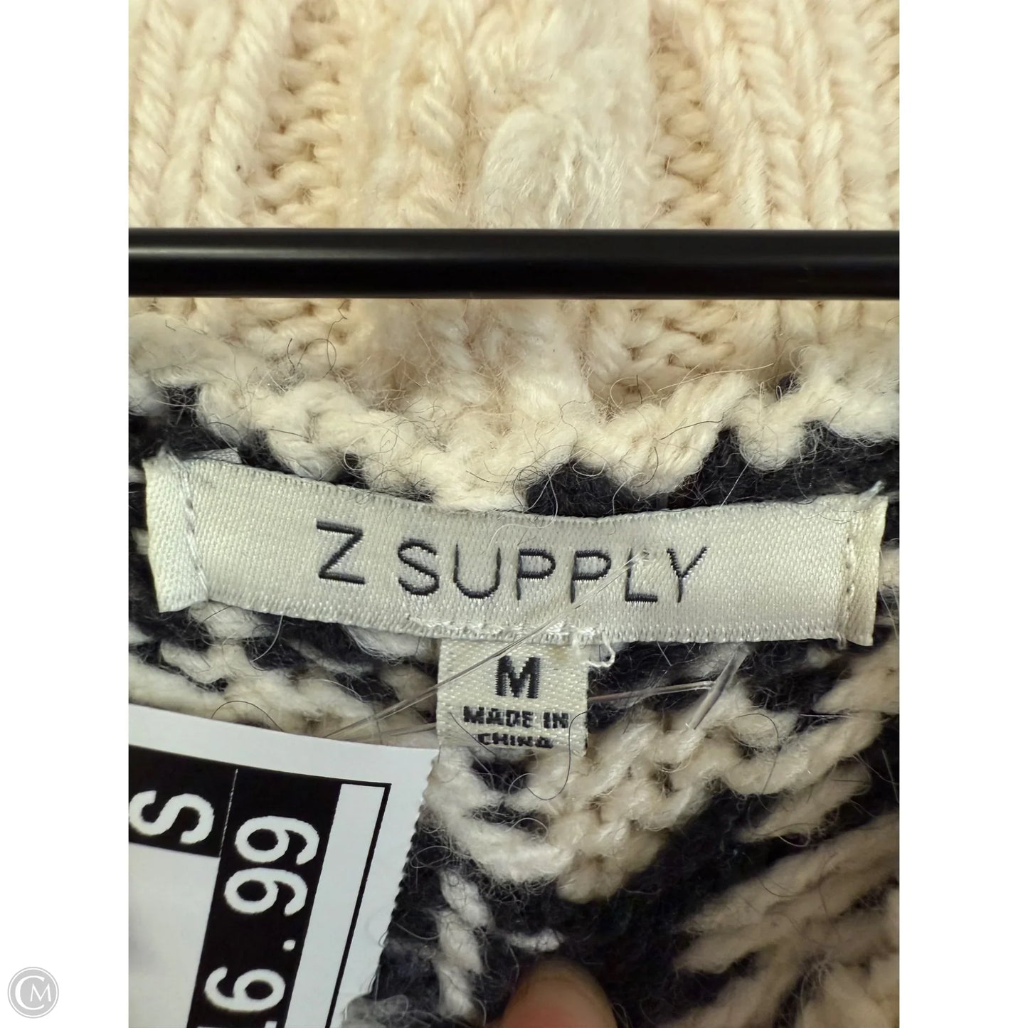 Sweater By Z Supply In Black & Cream, Size: M