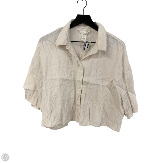 Blouse Short Sleeve By H&m In Cream, Size: M