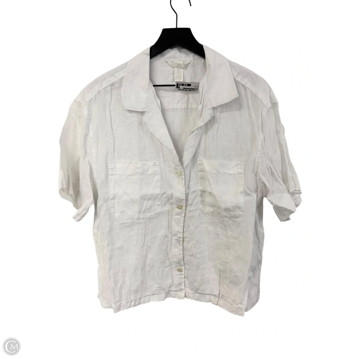 Blouse Short Sleeve By H&m In White, Size: M