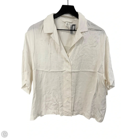 Blouse Short Sleeve By H&m In Cream, Size: M