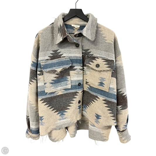 Jacket Shirt By La Miel In Blue & Brown, Size: M