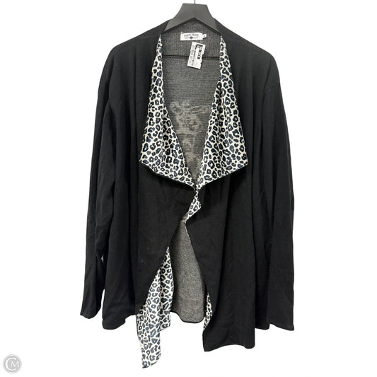 Sweater Cardigan By Crazy Train In Black & White, Size: 3x