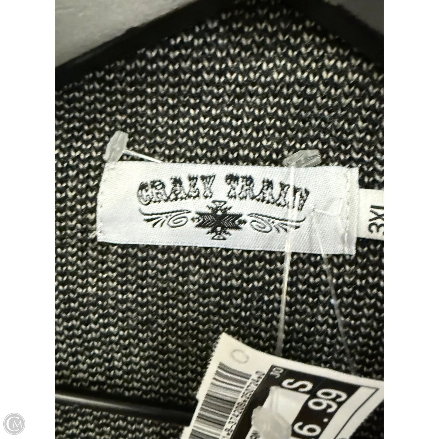 Sweater Cardigan By Crazy Train In Black & White, Size: 3x