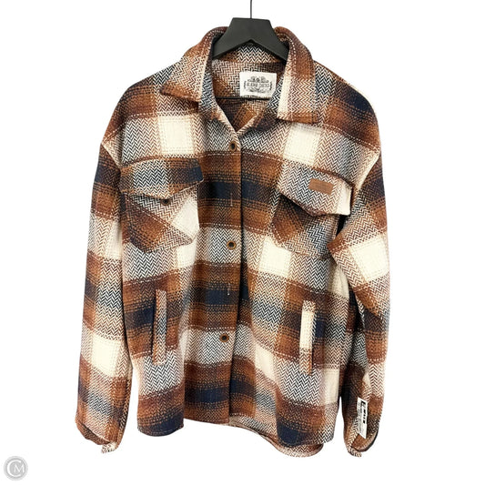Jacket Shirt By Clothes Mentor In Blue & Brown, Size: Xl