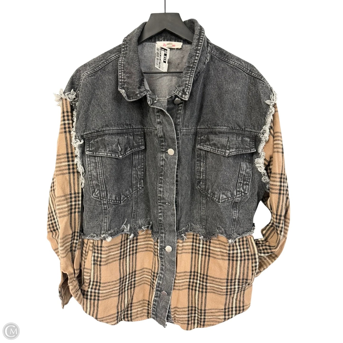 Jacket Denim By Peach Love Cream California In Black Denim, Size: L