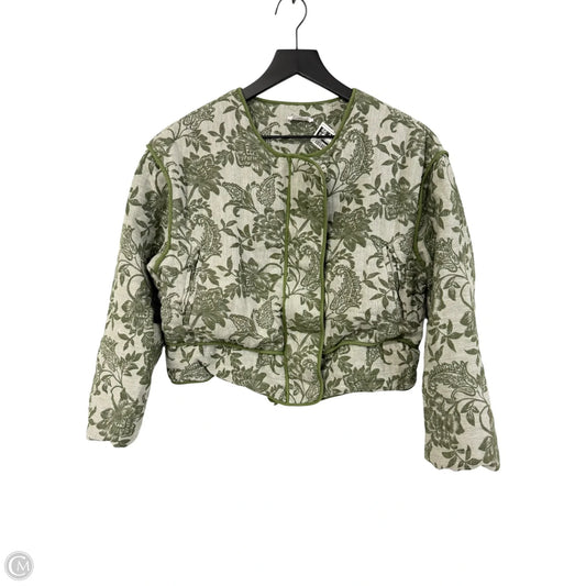Jacket Puffer & Quilted By Storia In Green & Grey, Size: S