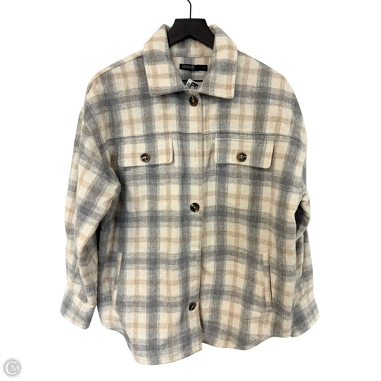 Jacket Shirt By Clothes Mentor In Cream & Grey, Size: S