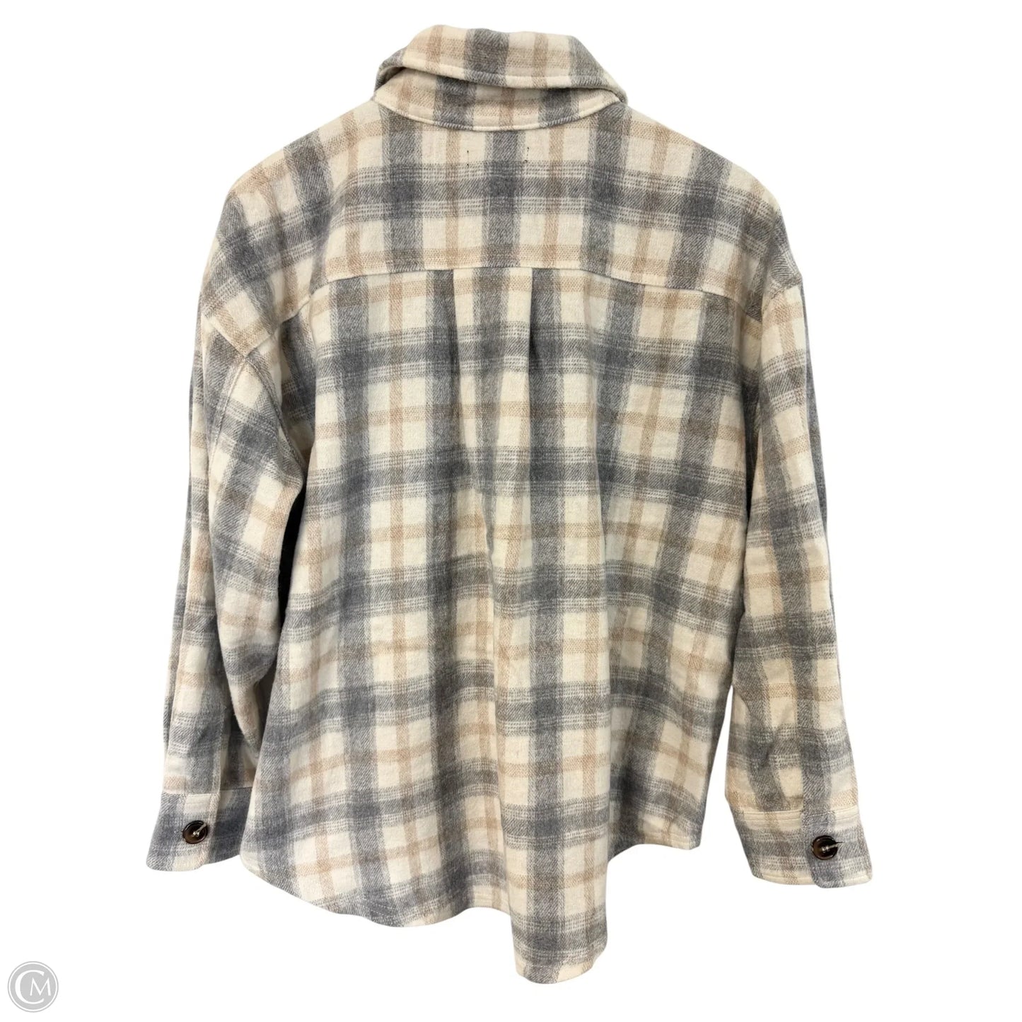 Jacket Shirt By Clothes Mentor In Cream & Grey, Size: S