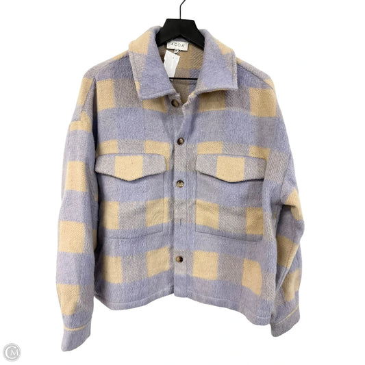 Jacket Shirt By Clothes Mentor In Purple & Tan, Size: M