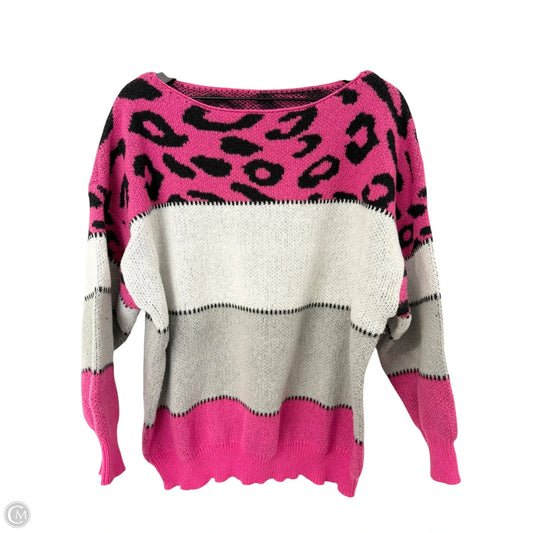 Sweater By Cmf In Grey & Pink, Size: 1x