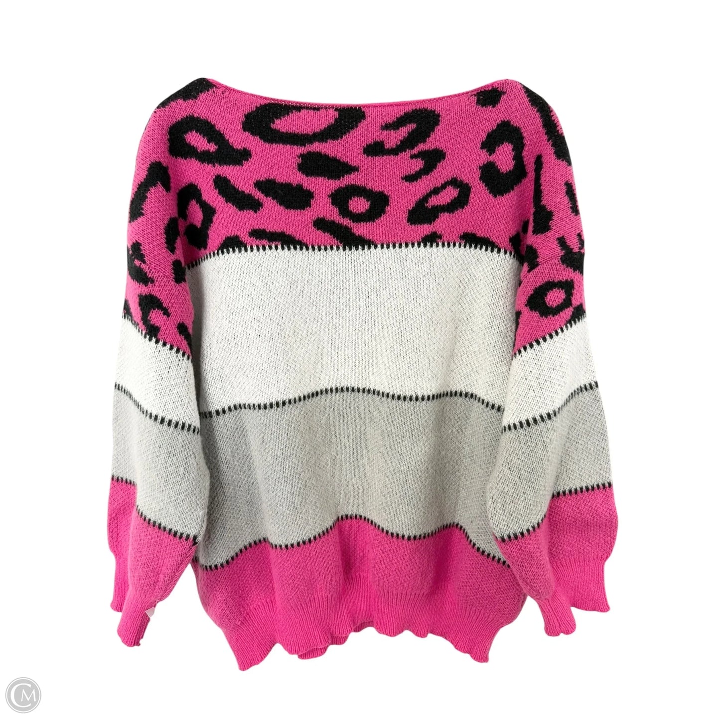 Sweater By Cmf In Grey & Pink, Size: 1x