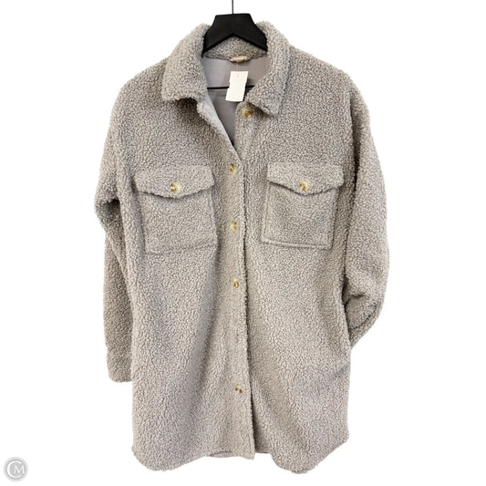 Jacket Shirt By Hem & Thread In Grey, Size: M