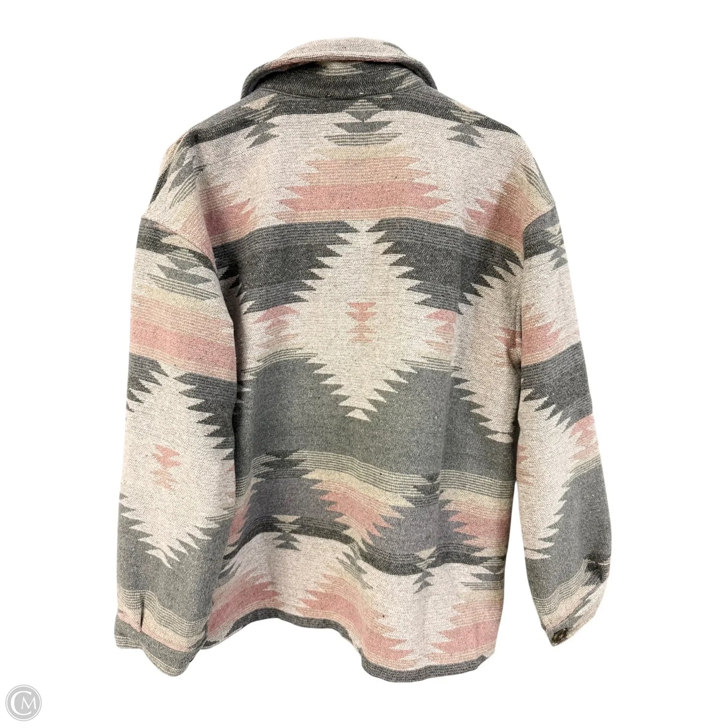 Jacket Shirt By The Nines In Grey & Pink, Size: L