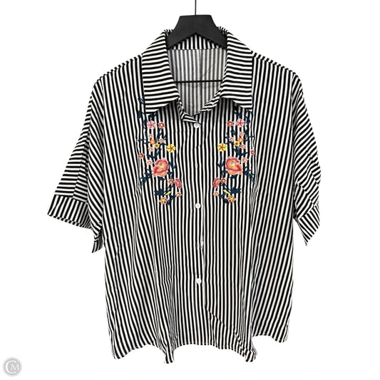 Blouse Long Sleeve By Shein In Black & White, Size: Xl