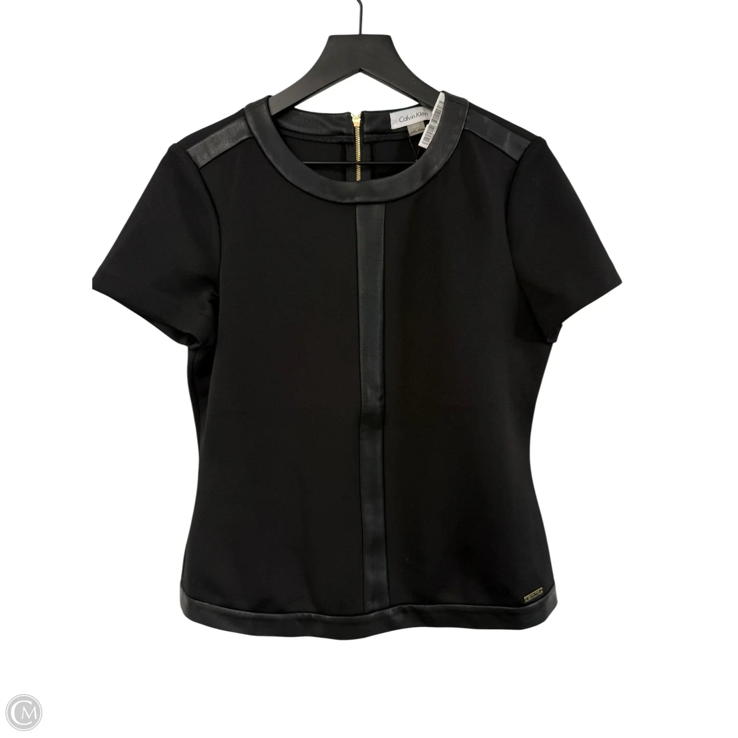 Top Short Sleeve By Calvin Klein In Black, Size: M