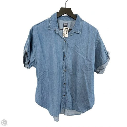 Blouse Short Sleeve By Gap In Blue Denim, Size: M
