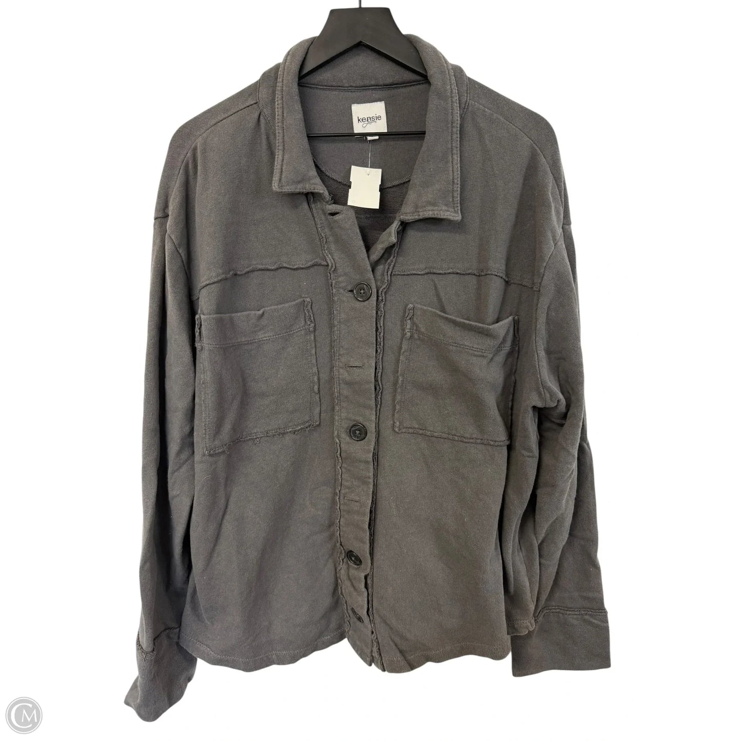 Jacket Shirt By Kensie In Grey, Size: L