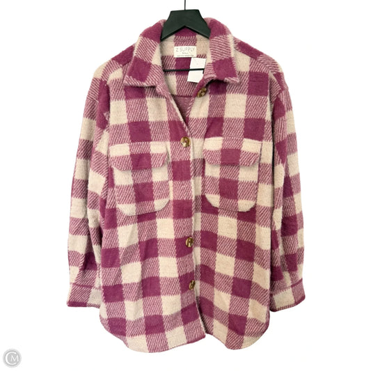 Jacket Shirt By Z Supply In Cream & Purple, Size: S