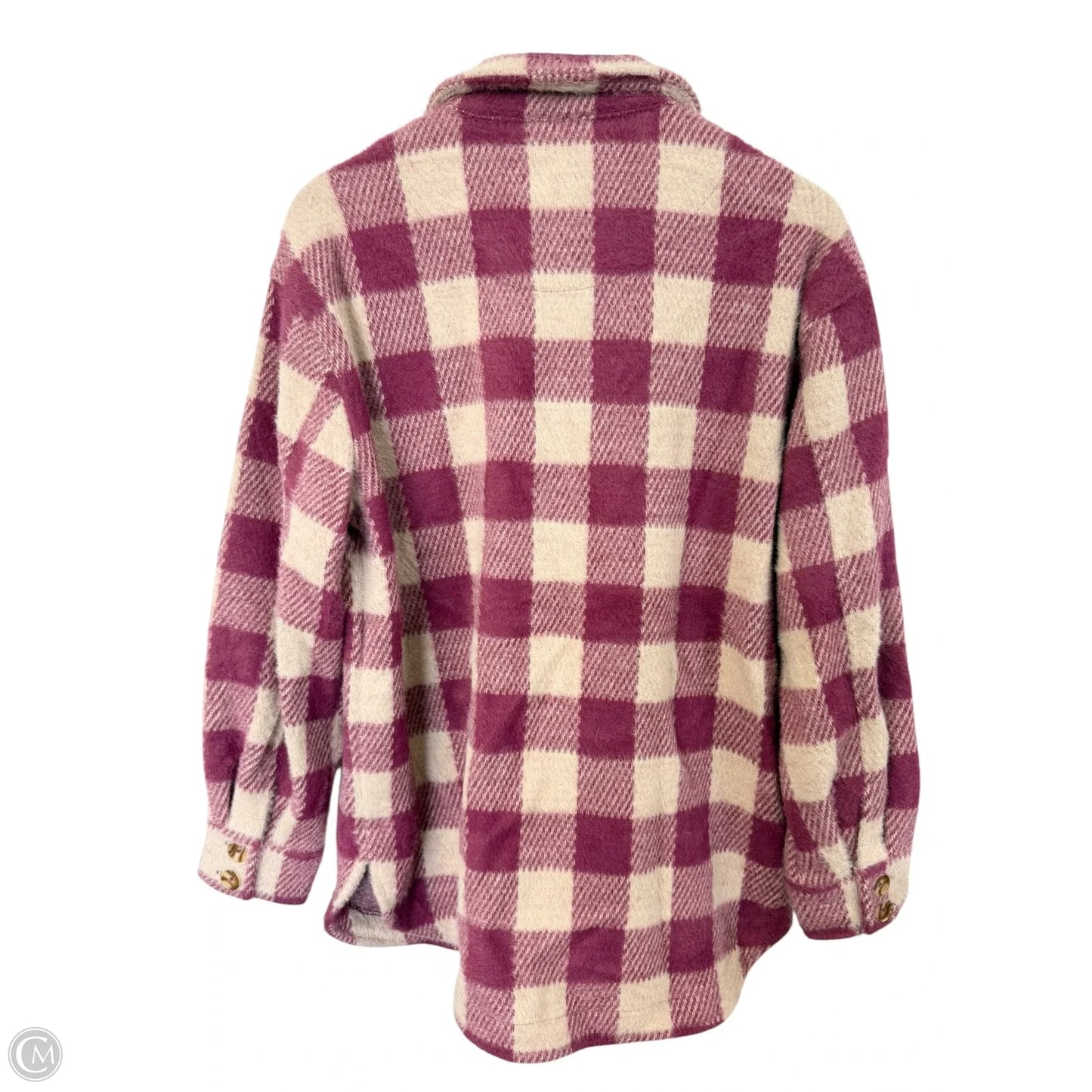 Jacket Shirt By Z Supply In Cream & Purple, Size: S