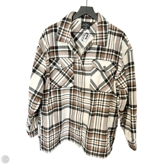 Jacket Shirt By Clothes Mentor In Black & Brown, Size: L