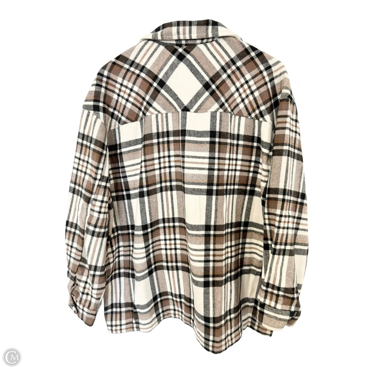 Jacket Shirt By Clothes Mentor In Black & Brown, Size: L