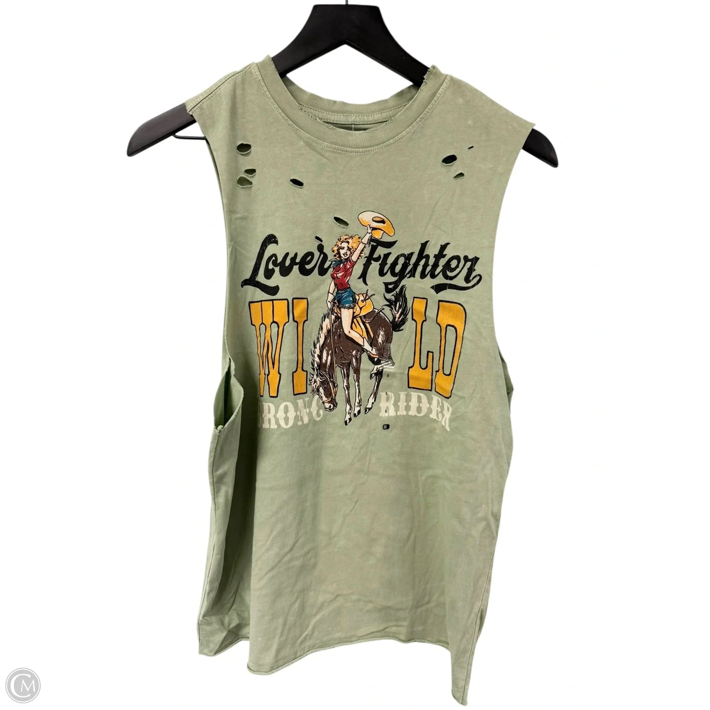 Top Sleeveless By Cmc In Green, Size: S