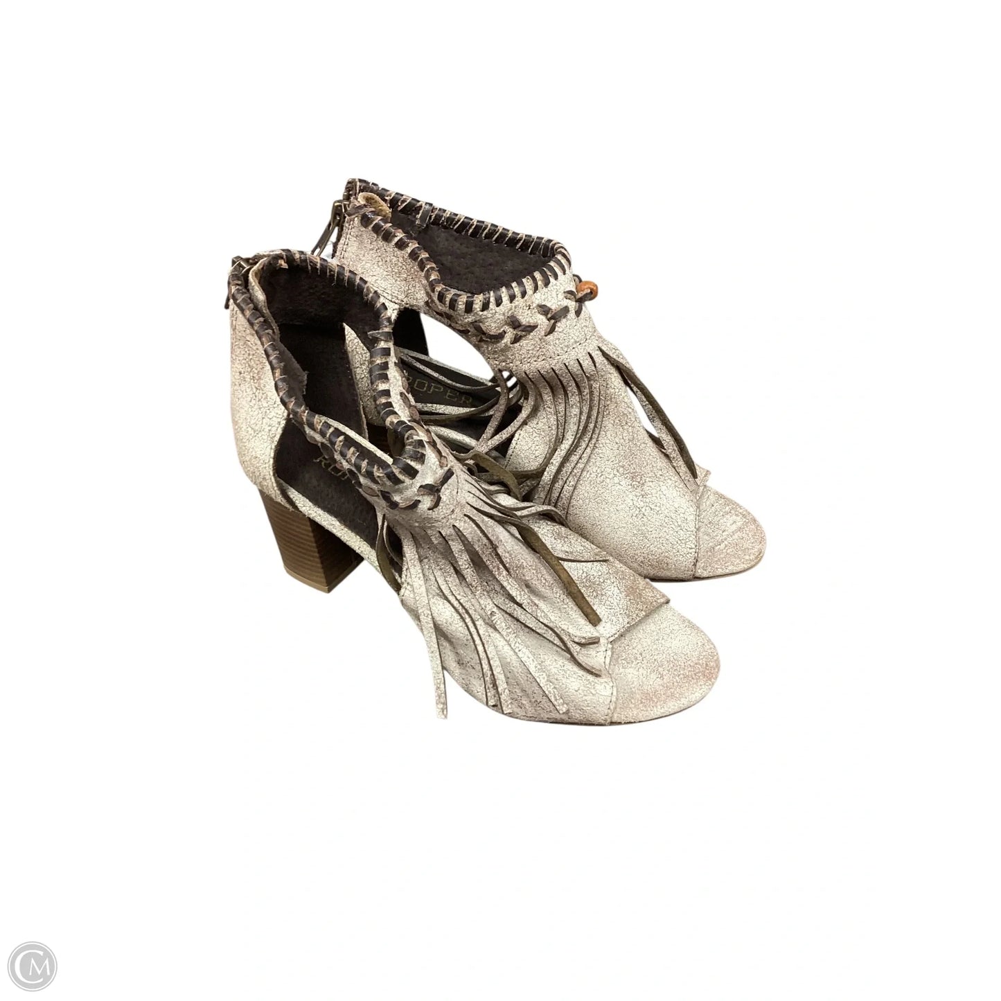 Sandals Heels Block By Roper In Brown & White, Size: 8.5