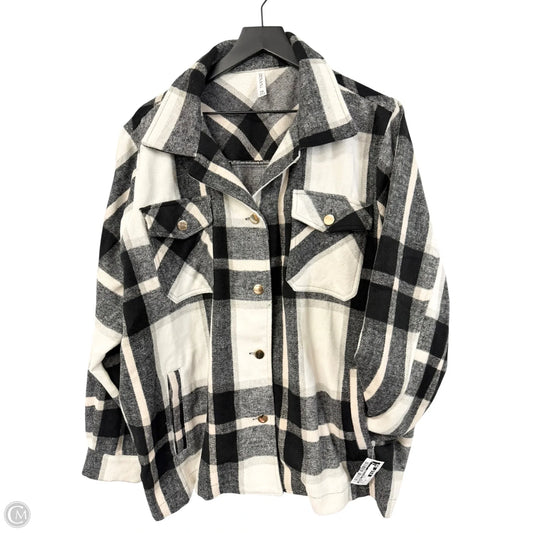 Jacket Shirt By Zenana Outfitters In Black & Cream, Size: 3x