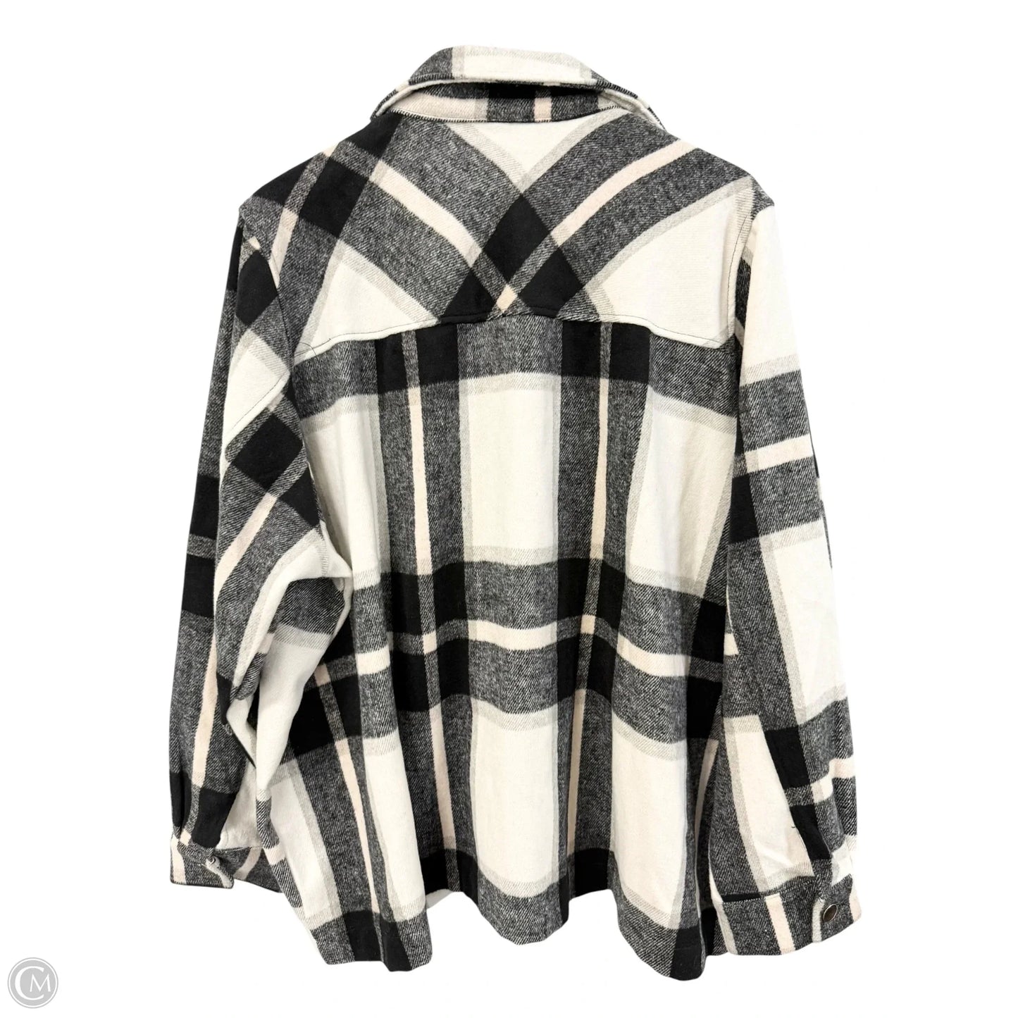Jacket Shirt By Zenana Outfitters In Black & Cream, Size: 3x