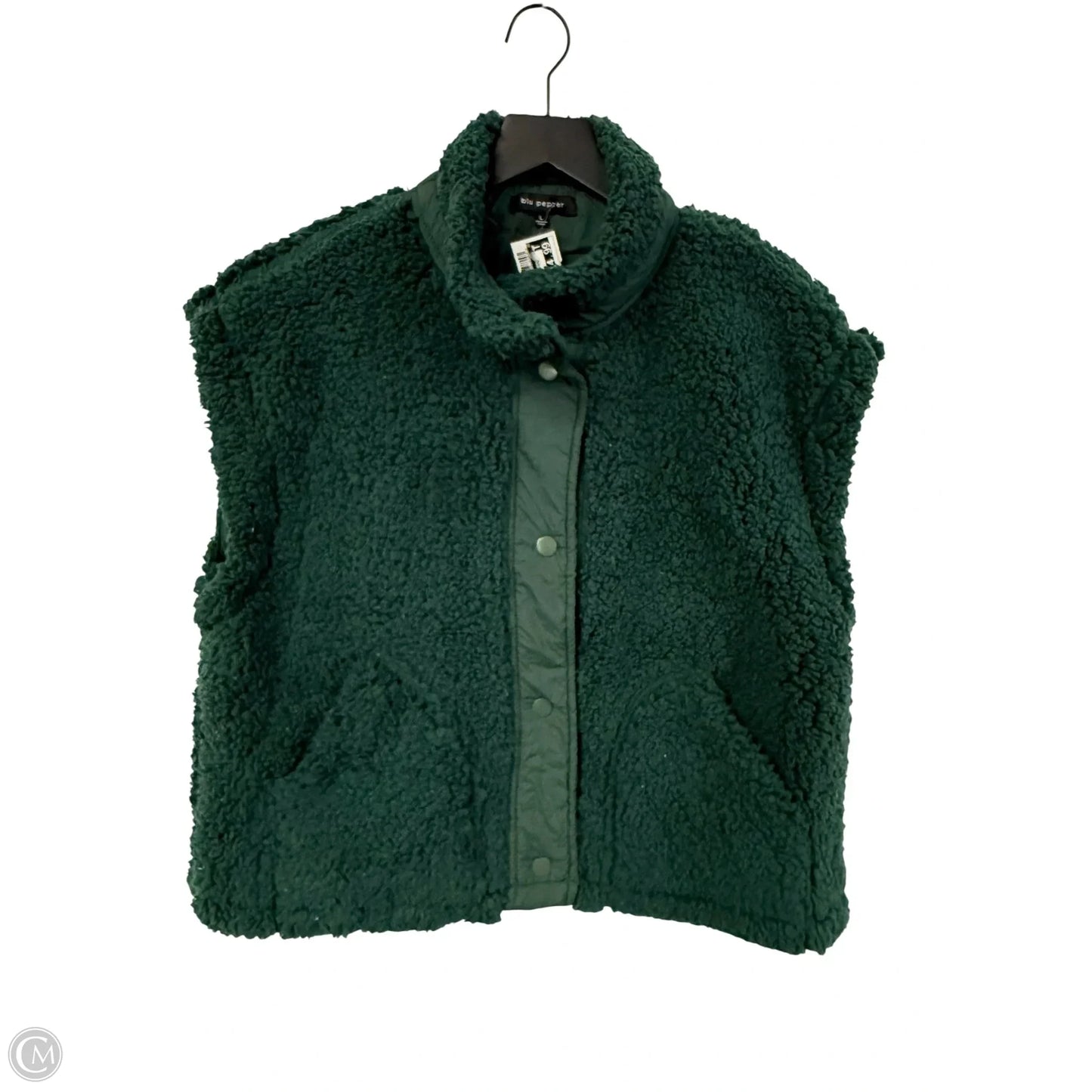 Vest Faux Fur & Sherpa By Blu Pepper In Green, Size: L