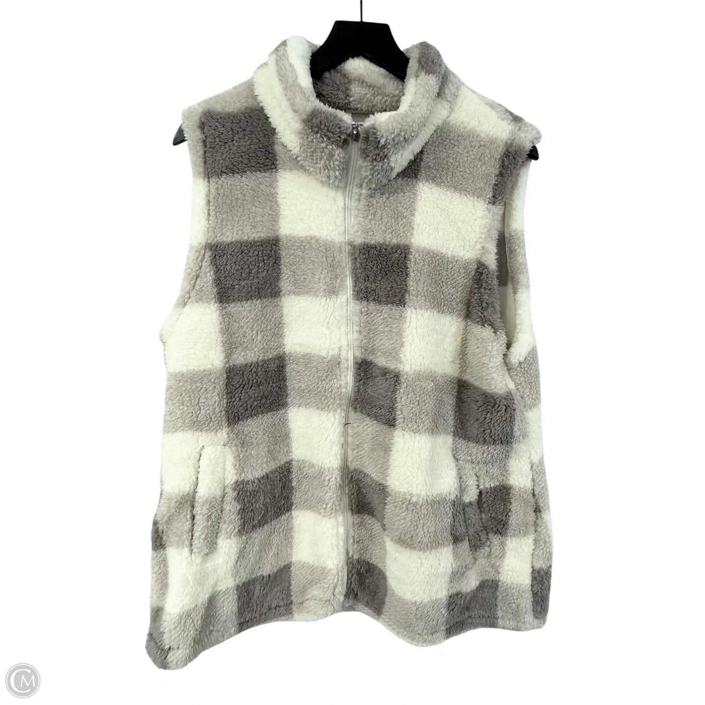 Vest Faux Fur & Sherpa By Maurices In Cream & Grey, Size: Xxl