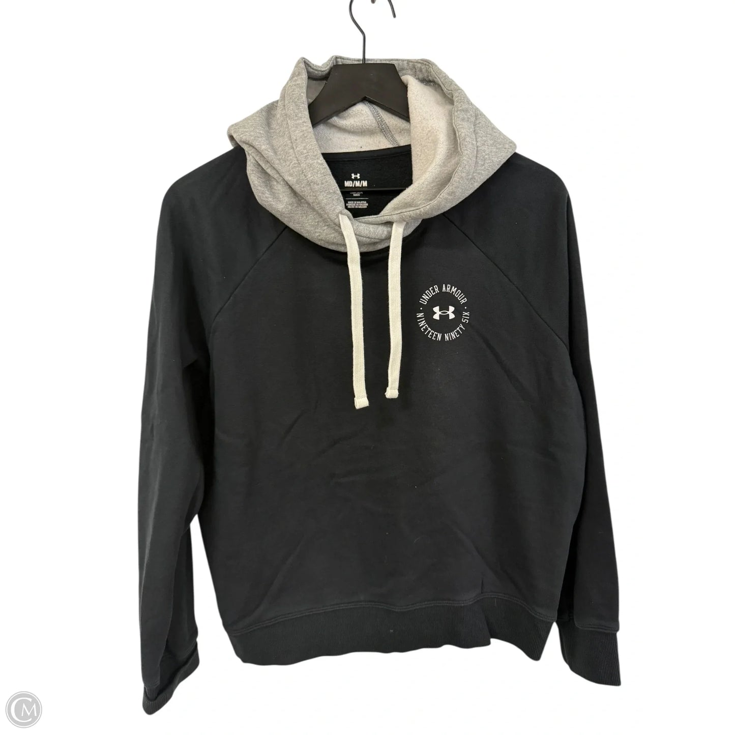 Sweatshirt Hoodie By Under Armour In Black & Grey, Size: M