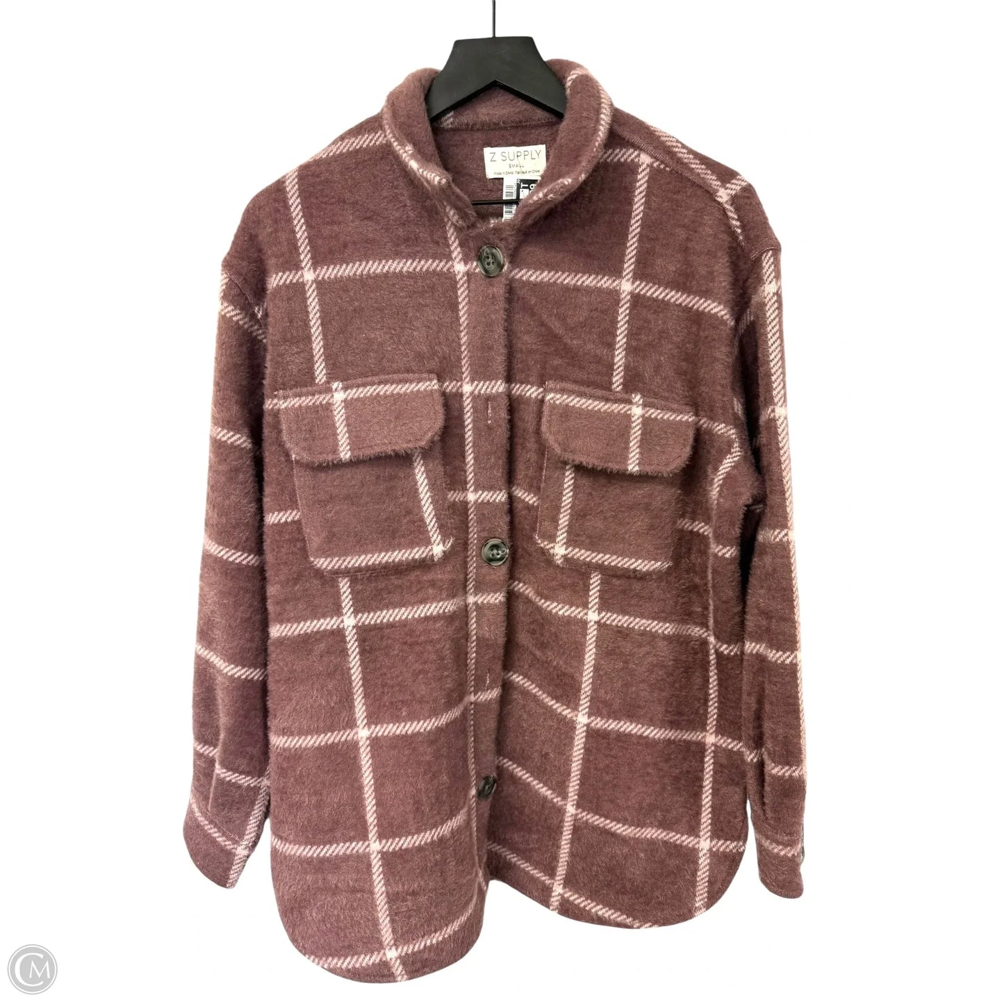 Jacket Shirt By Z Supply In Purple & White, Size: S