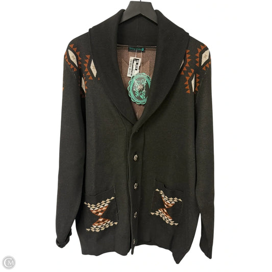 Sweater Cardigan By Cmc In Black & Brown, Size: L
