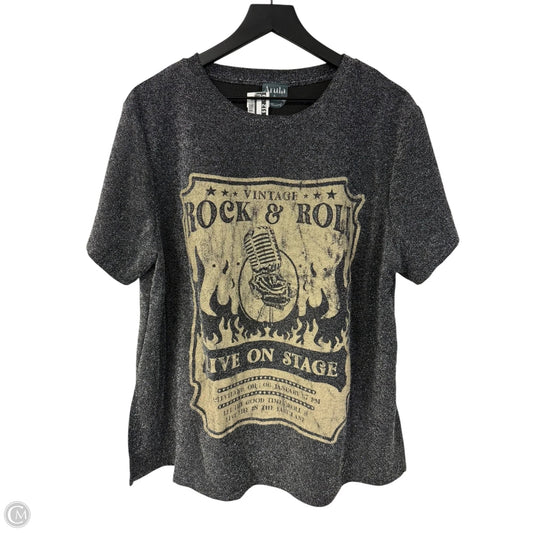 Top Short Sleeve By Arula In Black & Silver, Size: L