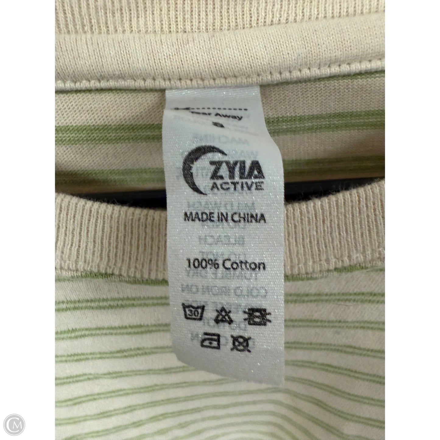 Athletic Top Long Sleeve Crewneck By Zyia In Cream & Green, Size: S