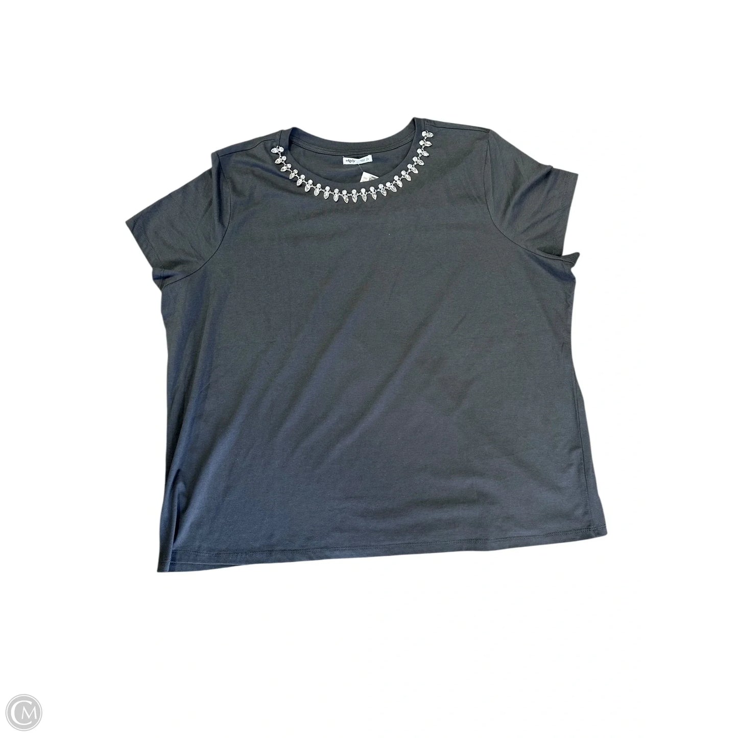 Top Short Sleeve By Edgely In Grey, Size: 2x
