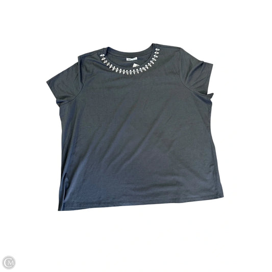 Top Short Sleeve By Edgely In Grey, Size: 2x