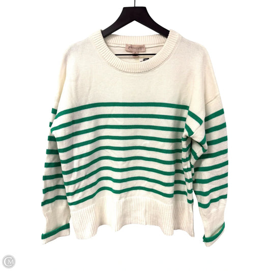 Sweater By Philosophy In Green & White, Size: L