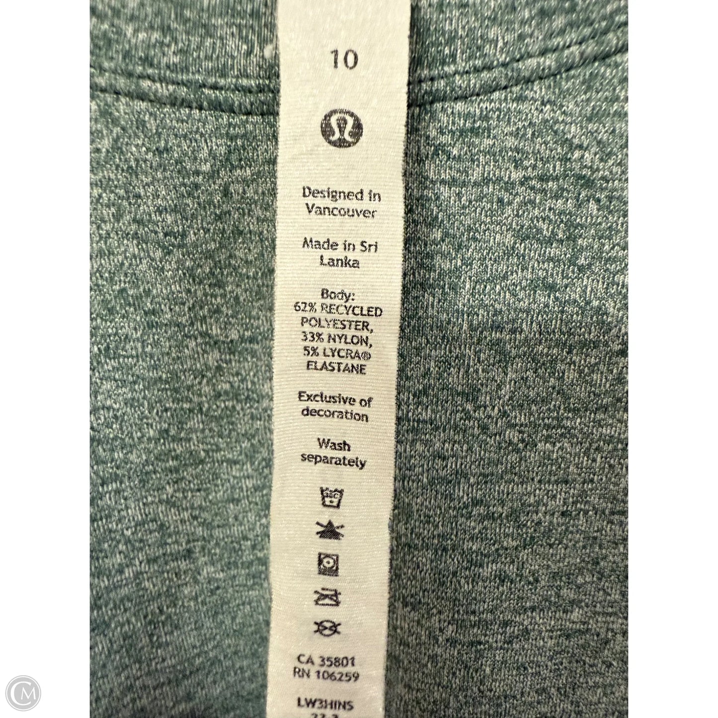 Athletic Top Short Sleeve By Lululemon In Green, Size: 10