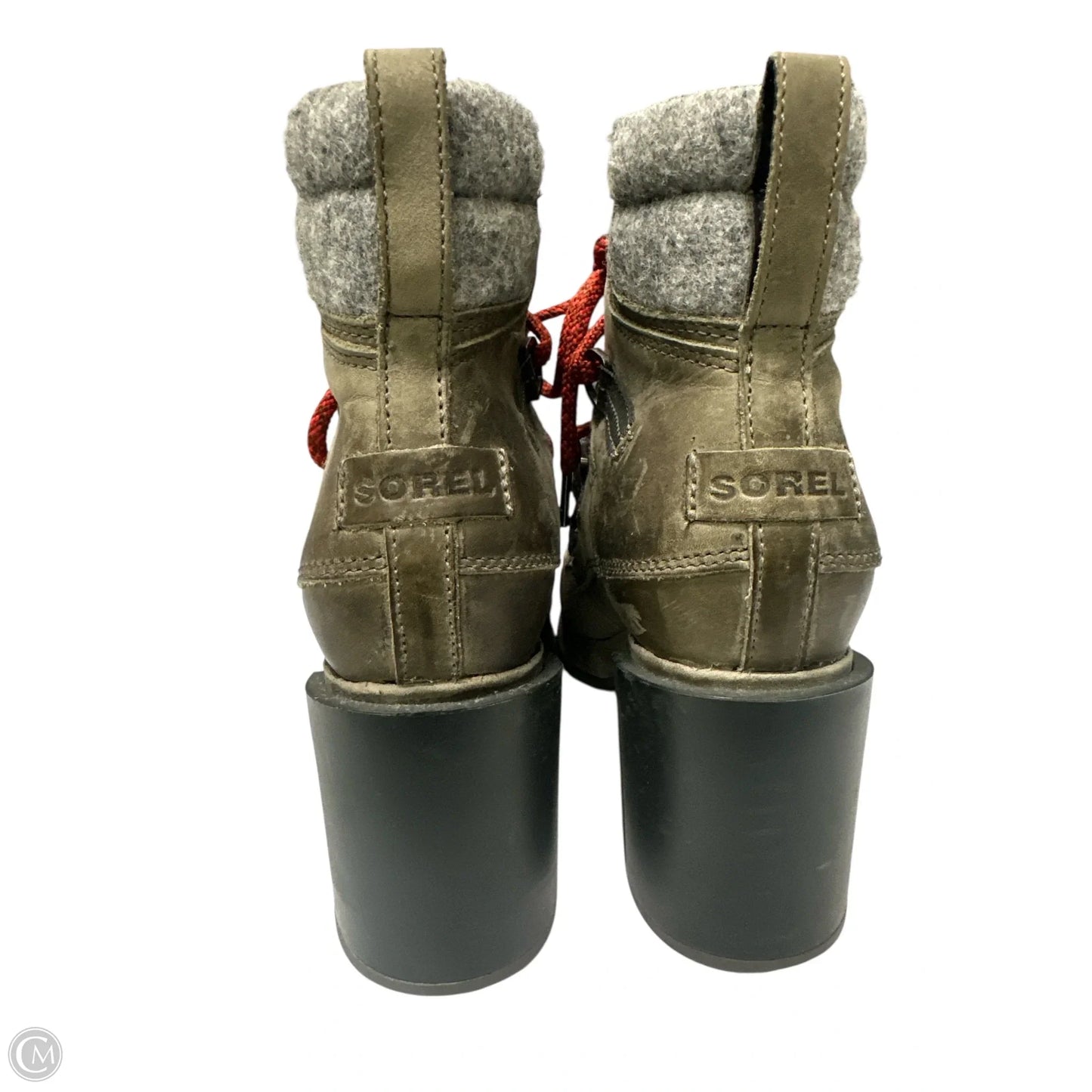 Boots Ankle Heels By Sorel In Green & Grey, Size: 8.5