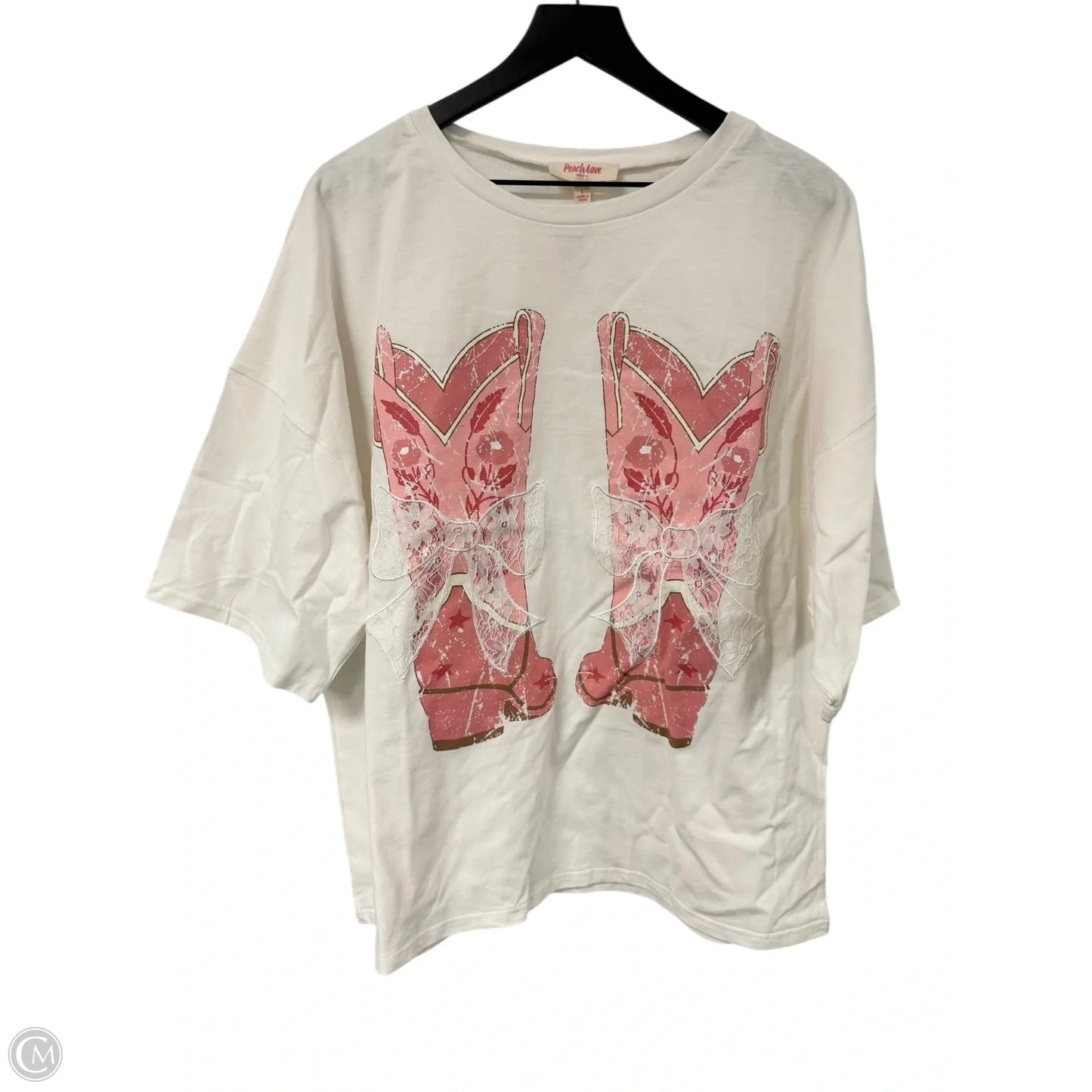 Top Short Sleeve By Peach Love Cream California In White, Size: L