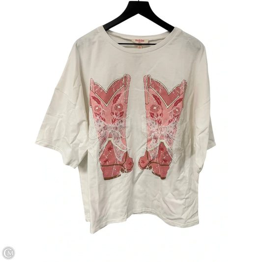 Top Short Sleeve By Peach Love Cream California In White, Size: L