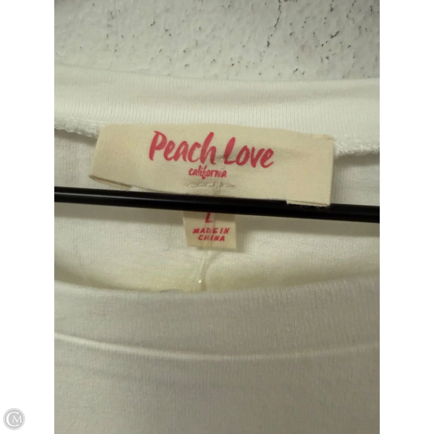 Top Short Sleeve By Peach Love Cream California In White, Size: L