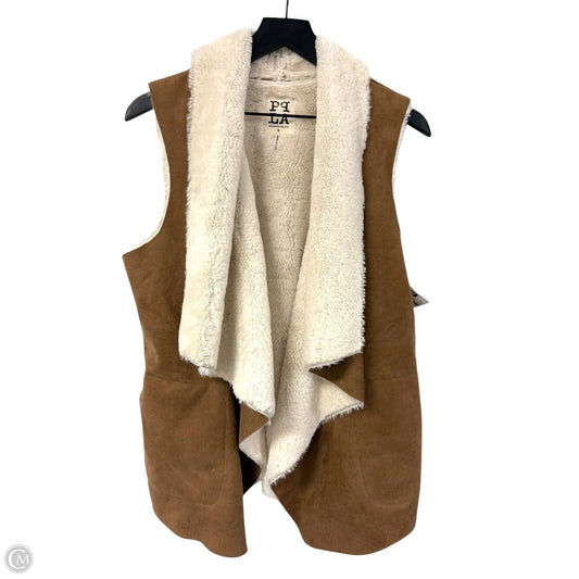 Vest Faux Fur & Sherpa By Clothes Mentor In Brown & Cream, Size: S