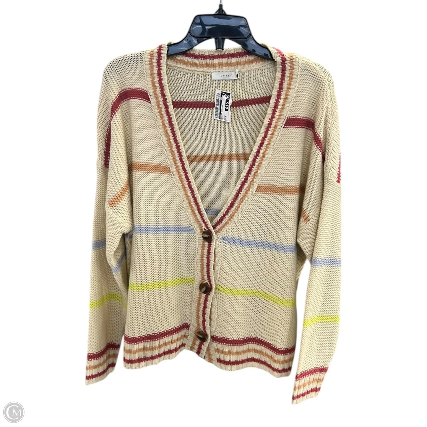 Sweater Cardigan By Lush In Multi-colored, Size: M