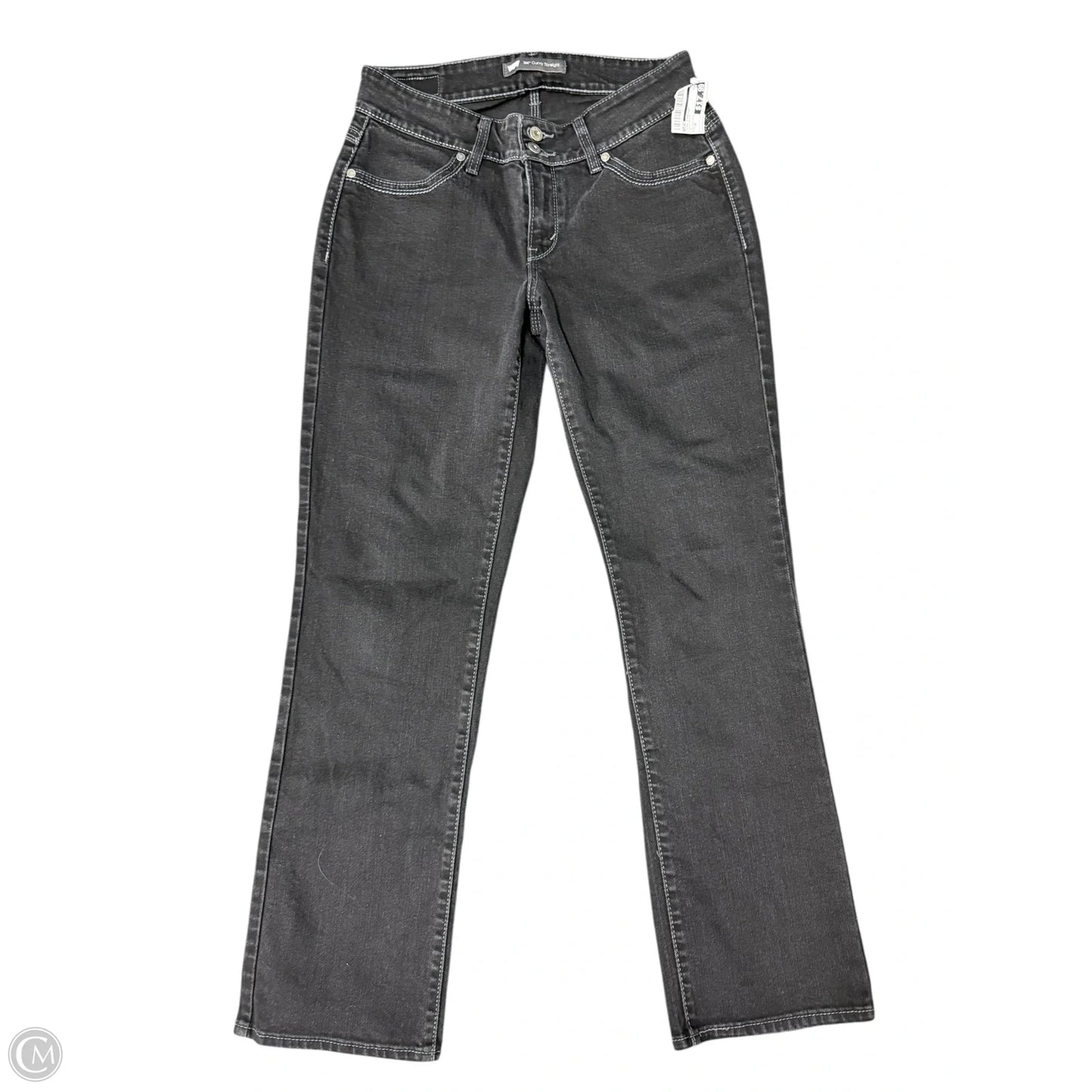 Jeans Straight By Levis In Black Denim, Size: 10