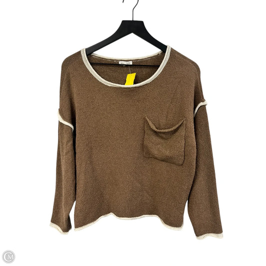 Sweater By Blu Pepper In Brown & White, Size: S